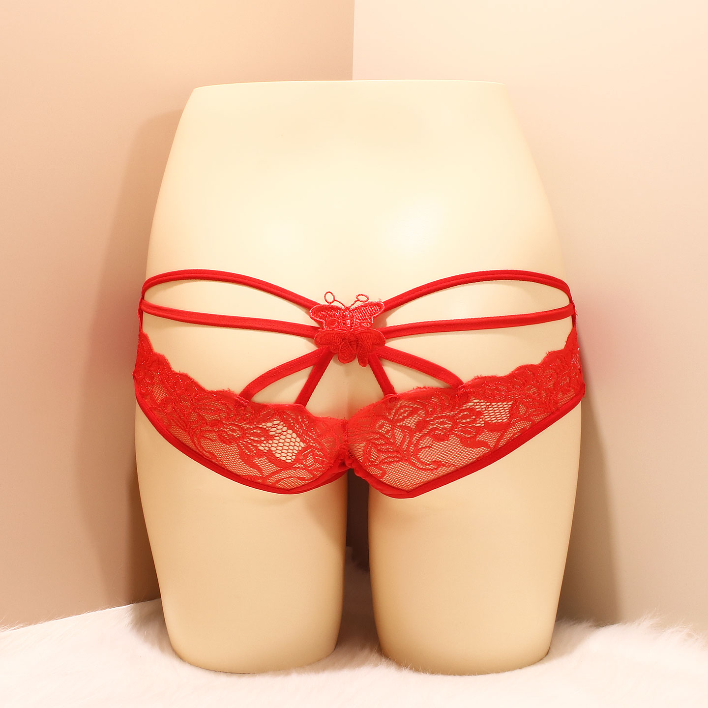 无痕蝴蝶结本命年红色三角裤头