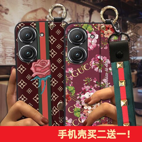适用华硕Zenfone9/Zenfone10手机壳情侣软壳挂绳简约个性支架硅胶