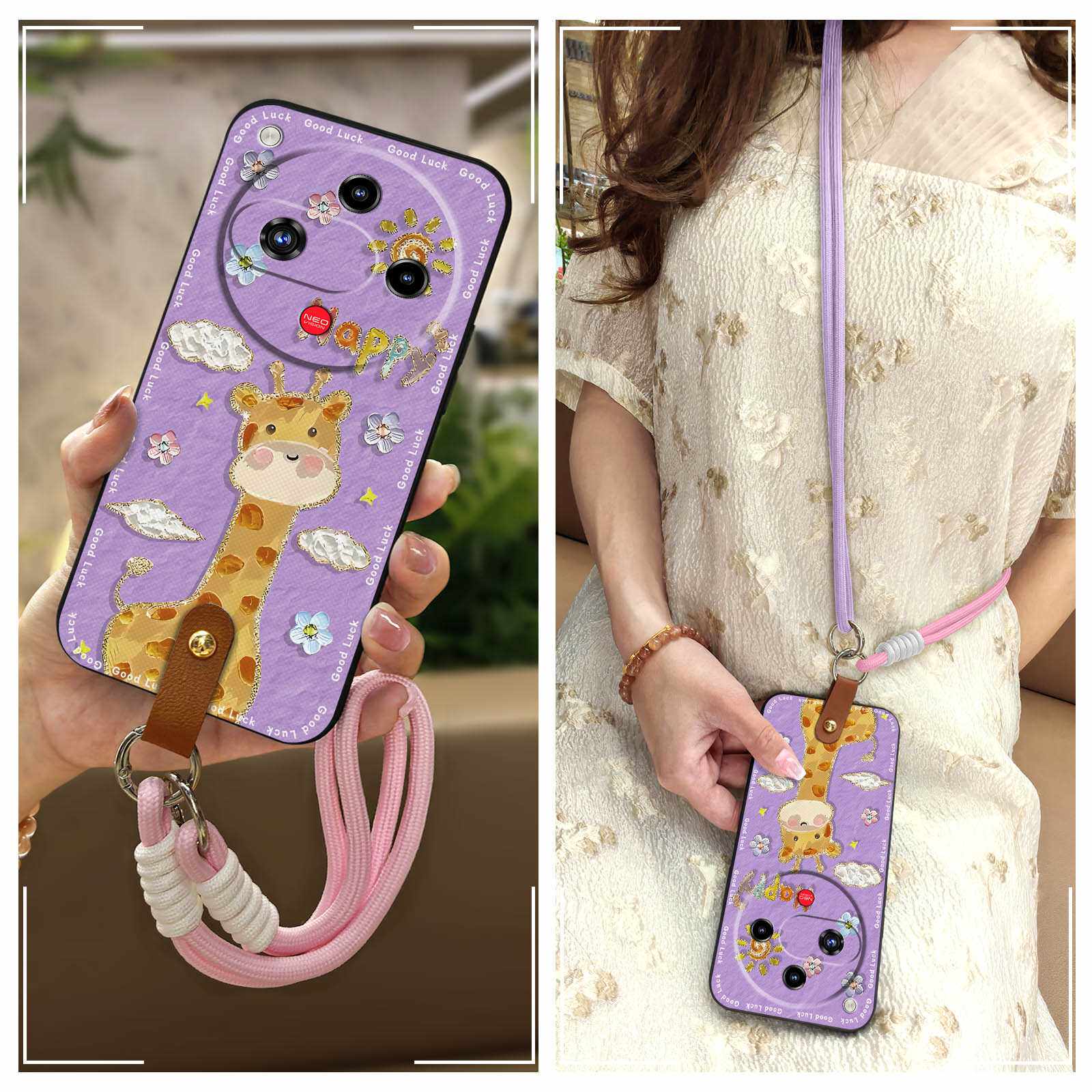 适用中兴努比亚Focus2 5G手机壳青春数码潮流挂绳简约创意质