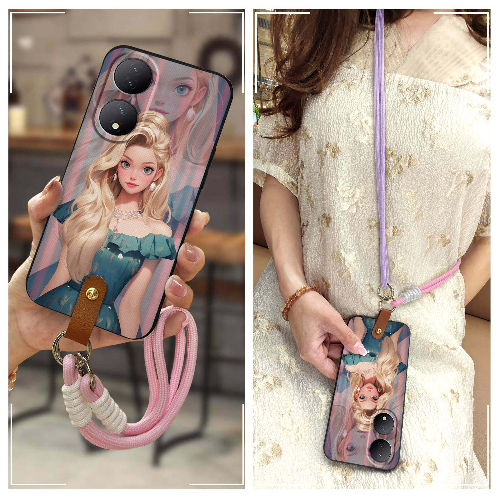 适用VIVO Y100手机壳潮流全包边挂脖创意卡通数码青春斜跨情