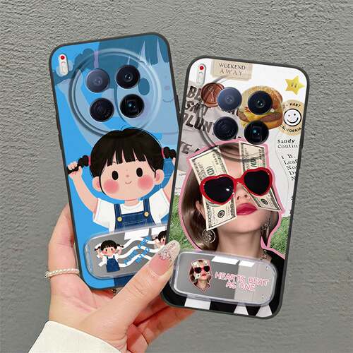 适用Tecno Camon40 Premier/传音CM8手机壳化妆镜动漫男女款防尘支架全包边潮流青春趣味纯色个性数码硅胶