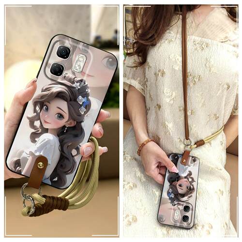 适用infinix Hot50i/Smart9/X6531/X6532手机壳挂脖双色质感Q版女款新款硅胶软壳腕带潮流挂绳简约可爱数码