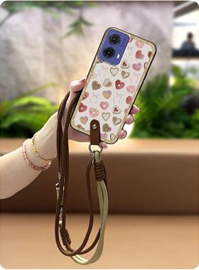 适用MOTO G85/S50 Neo手机壳创意Q版新款防尘挂脖双色斜跨女款情侣挂绳手提可爱硅胶软壳数码青春简约散热