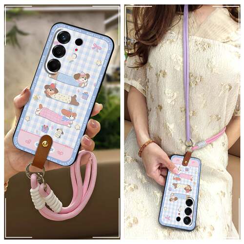 适用Tecno Camon50 4G/传音CN5手机壳新款质感创意Q版硅胶双色情侣青春可爱手提斜跨挂脖女款全包边防尘腕带