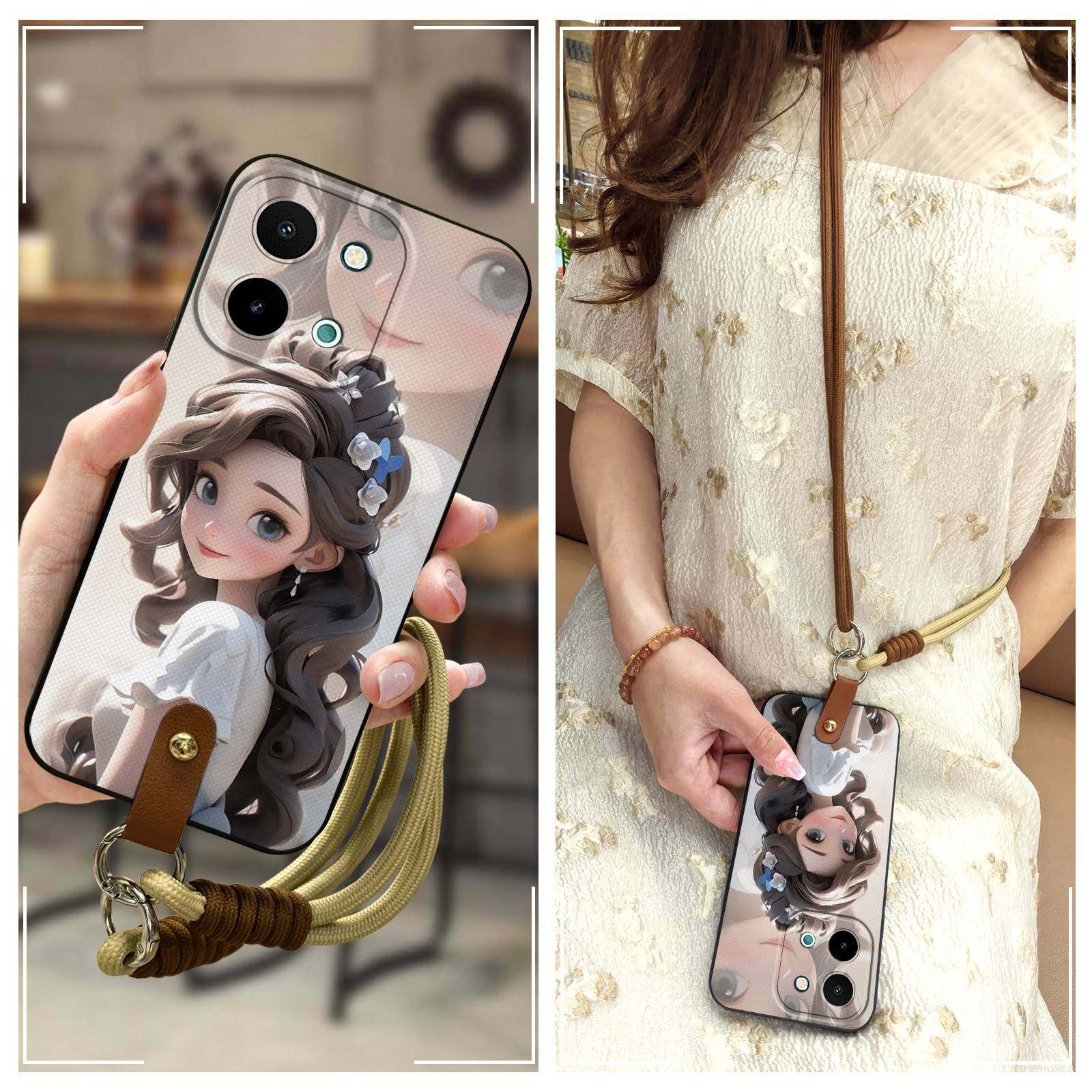 适用VIVO Y28 4G手机壳情侣双色腕带可爱全包边新款潮流青