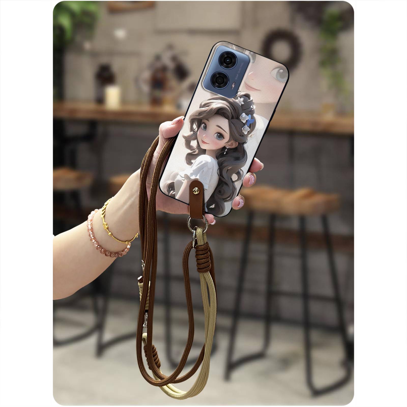 适用MOTO G24 Power手机壳创意潮流卡通挂脖女款散热全包边新款