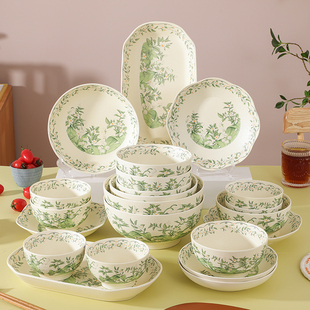 陶瓷碗盘餐具套装 家有儿女轻奢餐具釉下彩盘子碗组合餐盘 2025新款