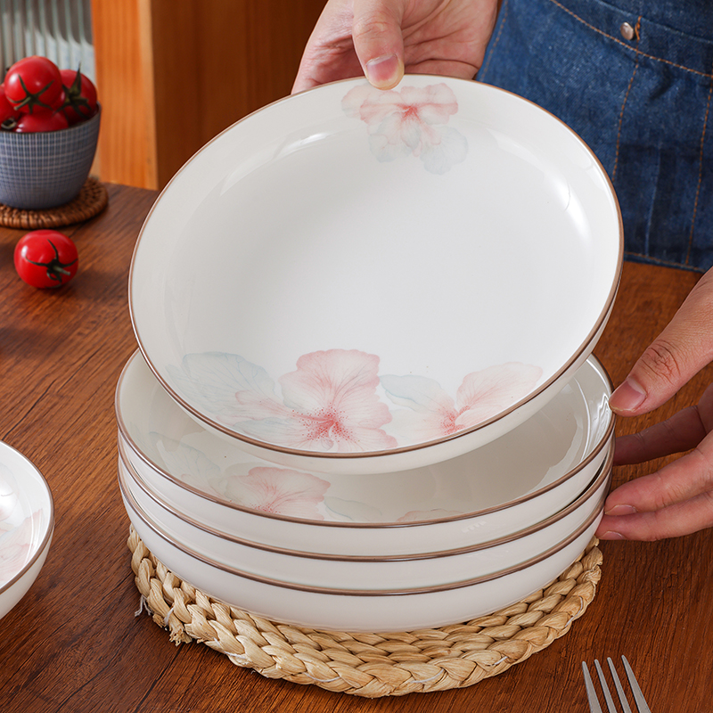 陶瓷家用菜盘子圆形中式可微波炉