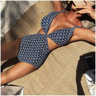 韩国ins风2020新款 连体游泳衣女性感灰色气质比基尼抖音温泉泳装