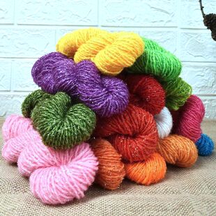 七公里丝光线亮丝腈纶线中粗毛线手工diy编织钩针拖鞋棉鞋晴纶线