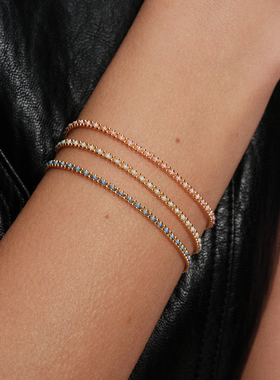 【CnHnOn脂肪商店】s925纯银极细法式编织彩色链条幸运本命手链