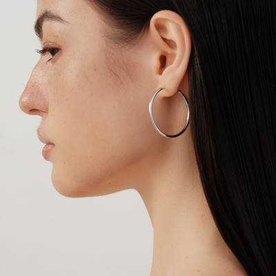 【CnHnOn脂肪商店】s925银针百搭空心耳圈多尺寸日常水原希子耳环