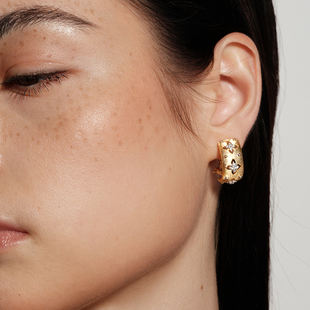 【CnHnOn脂肪商店】意式复古宫廷拉丝工艺镂空花四叶草镶钻耳环