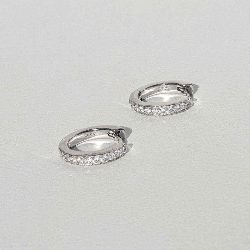 【CnHnOn脂肪商店】s925纯银轻奢高品质活彩锆石镶钻耳钉耳圈