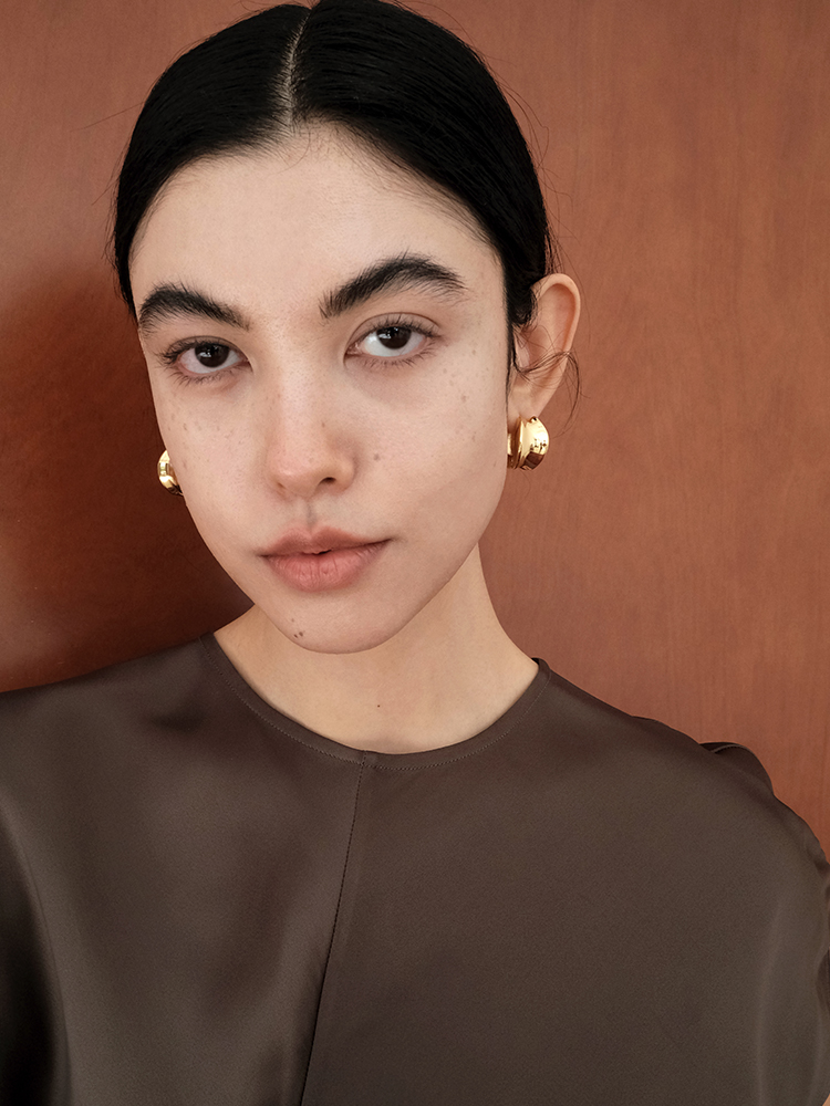 【CnHnOn 脂肪商店】简约高级感凹面不规则光泽质感耳环耳圈