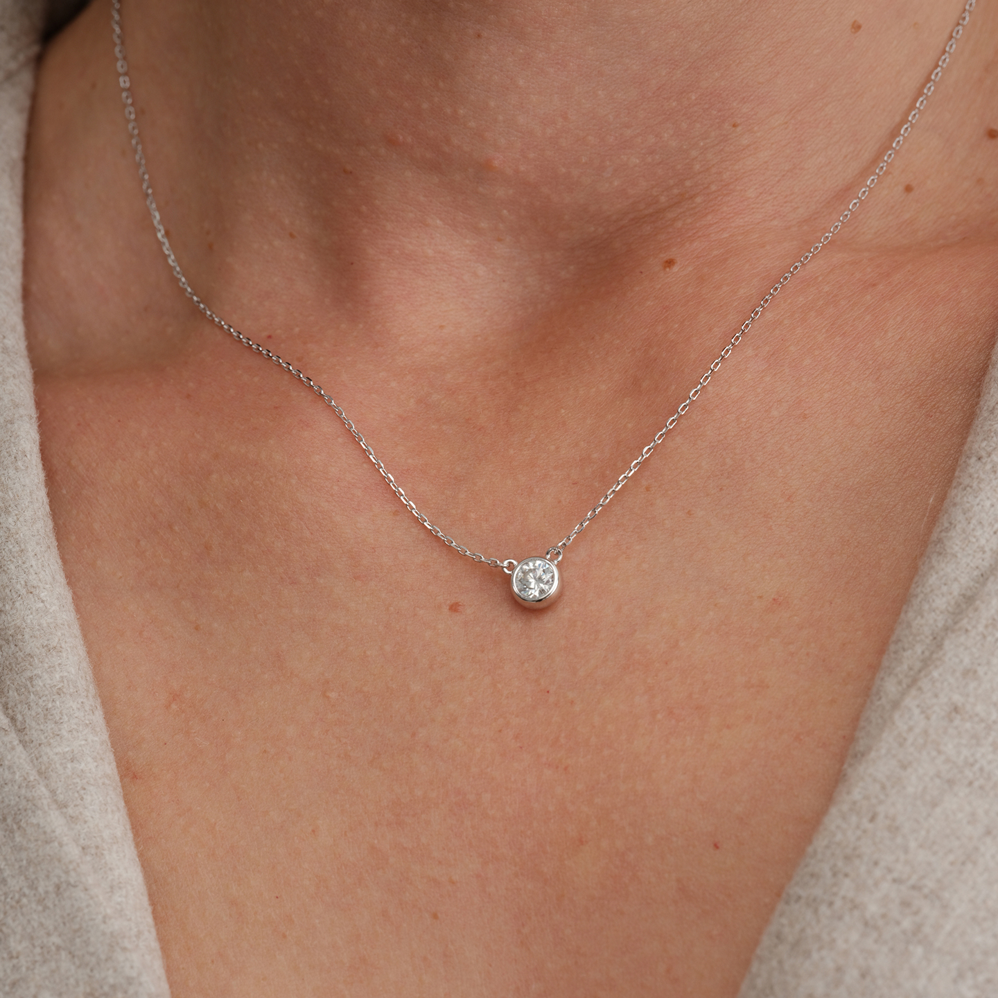 【CnHnOn脂肪商店】s925纯银简约质感泡泡钻镶嵌圆钻设计锁骨项链