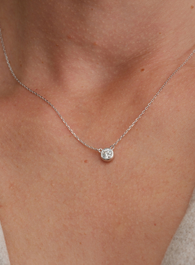 【CnHnOn脂肪商店】s925纯银莫桑钻简约泡泡钻镶嵌圆钻锁骨项链