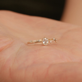 蕾丝微镶钻锆石叶片纤细k金戒指 日系法式 CnHnOn脂肪商店 9k金