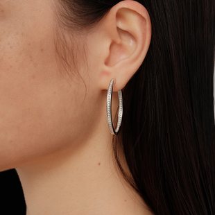 s925纯银莫桑钻简约高级满钻质感大耳圈耳环 CnHnOn脂肪商店