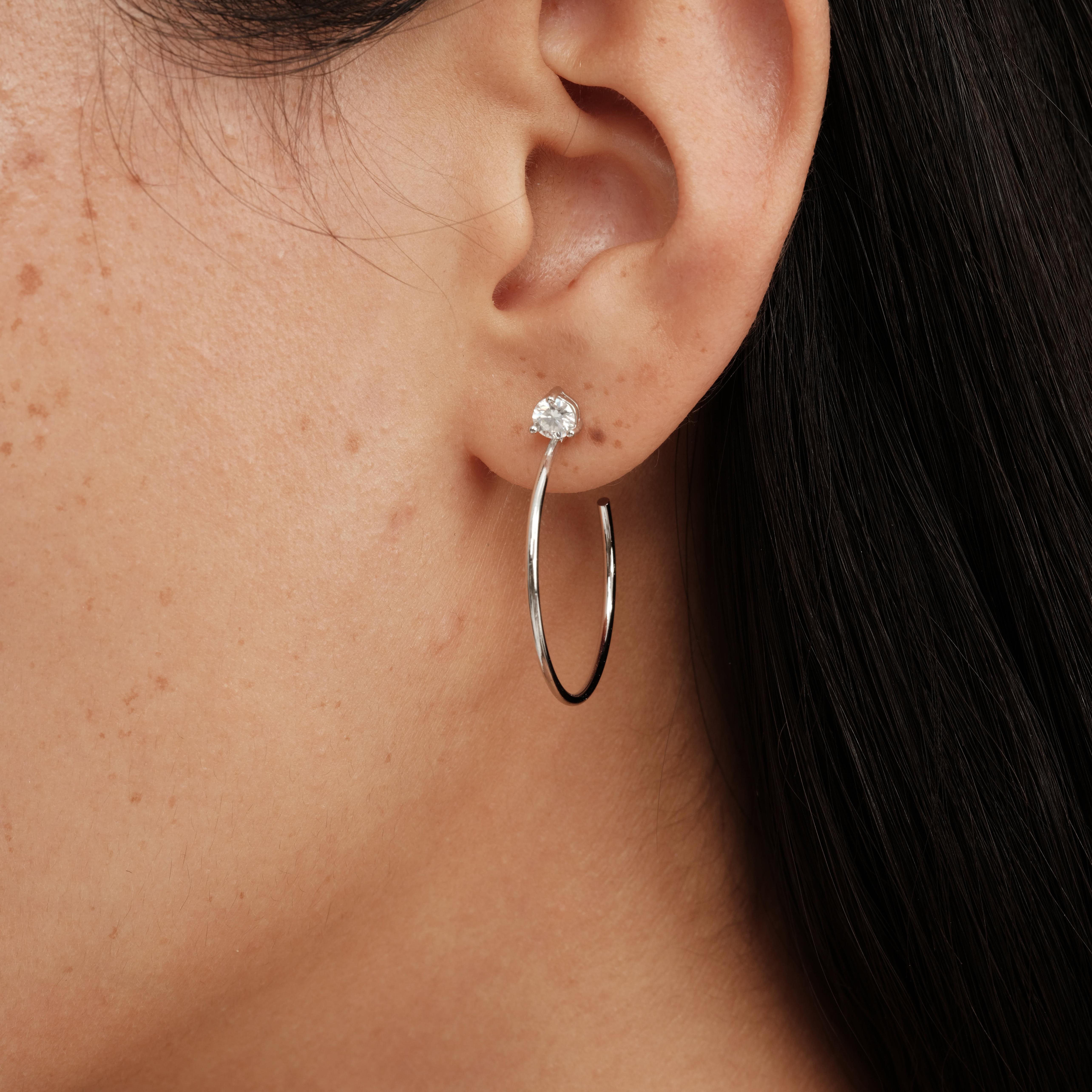 【CnHnOn脂肪商店】s925纯银莫桑钻极细耳圈高级质感简约镶钻耳环