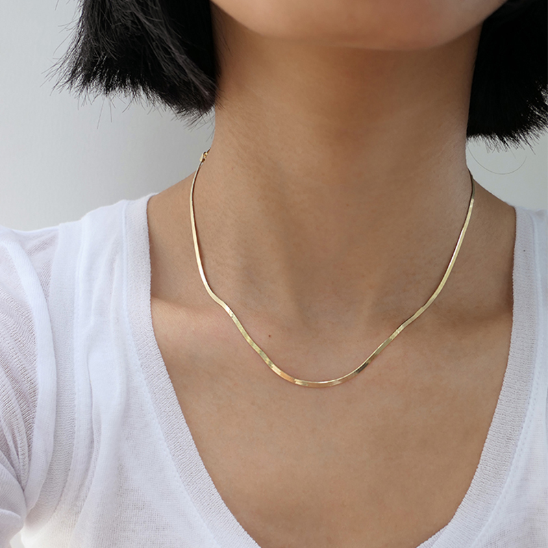 长久陪伴经典宽蛇骨链项链