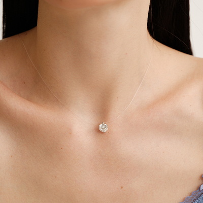 【CnHnOn脂肪商店】1ct莫桑钻空气悬浮裸钻八心八箭925银锁骨项链