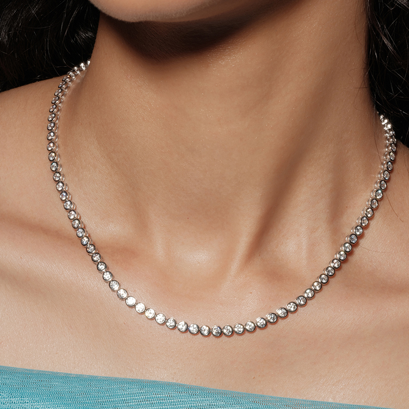 【CnHnOn脂肪商店】s925银轻奢高级质感锆石镶钻圆钻tennis项链