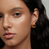 CnHnOn脂肪商店 高保色欧美质感高级光面三圈环时髦耳钉耳环