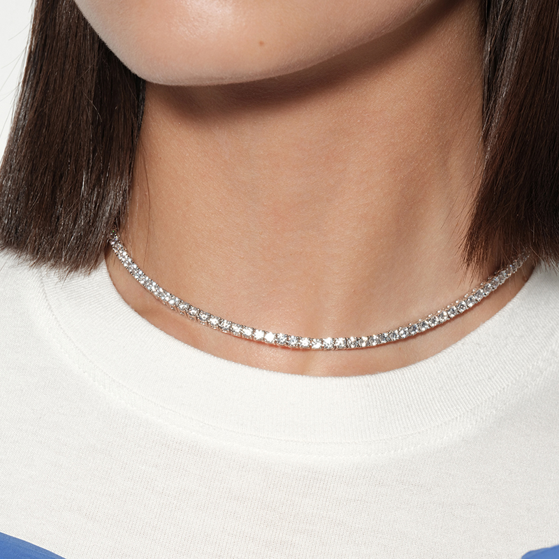 【CnHnOn脂肪商店】s925纯银高碳钻轻奢经典tennis网球钻项链