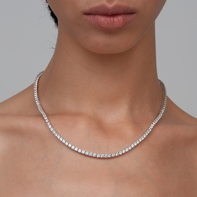 【CnHnOn脂肪商店】s925纯银3mm活彩锆石高碳钻tennis镶钻项链