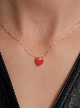 【CnHnOn脂肪商店】s925纯银法式正红幸运爱心护身符细链锁骨项链