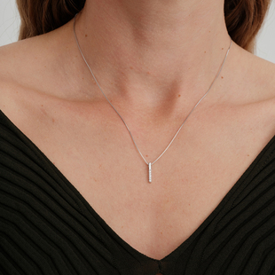 【CnHnOn脂肪商店】s925纯银彗星尾巴小钻镶钻竖条柔软盒子链项链