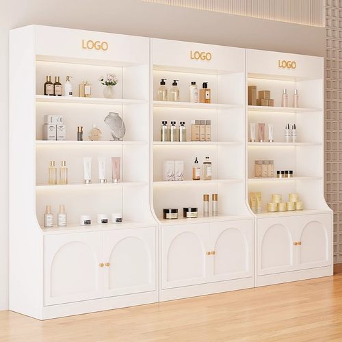 化妆品展示柜产品美容院美甲陈列柜子玻璃门护肤品置物架多层货架