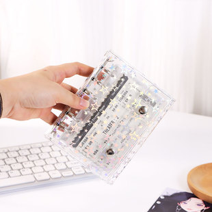 三折A7手账本炫酷镭射星星+PVC软壳透明封面m5a6追星手册活页外壳