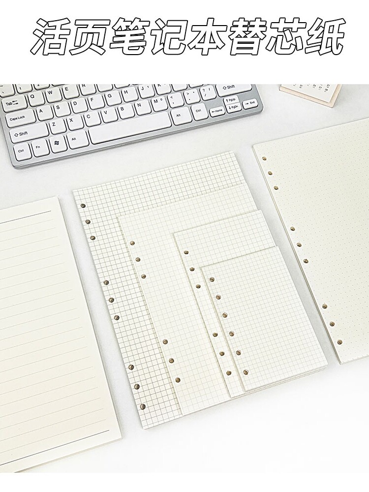 루스 리프 교체 코어 원장 6 홀 A5A6 정사각형 공백 내부 코어 분리기 페이지 이동식 DIY 루스 리프 종이 펀치 용지