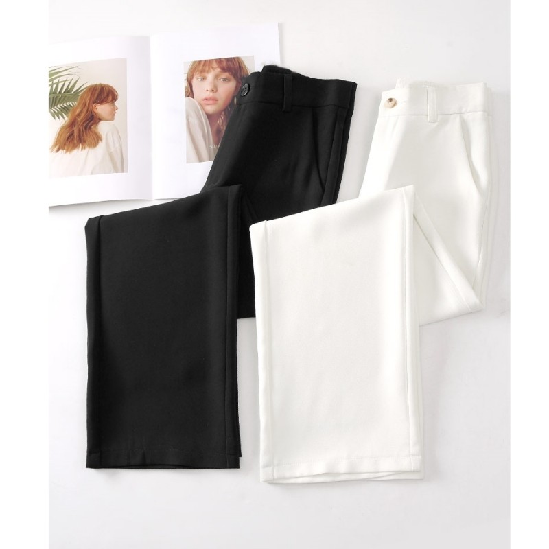 白色西装裤女2025新款高腰垂感春秋款小个子休闲直筒阔腿裤子夏季