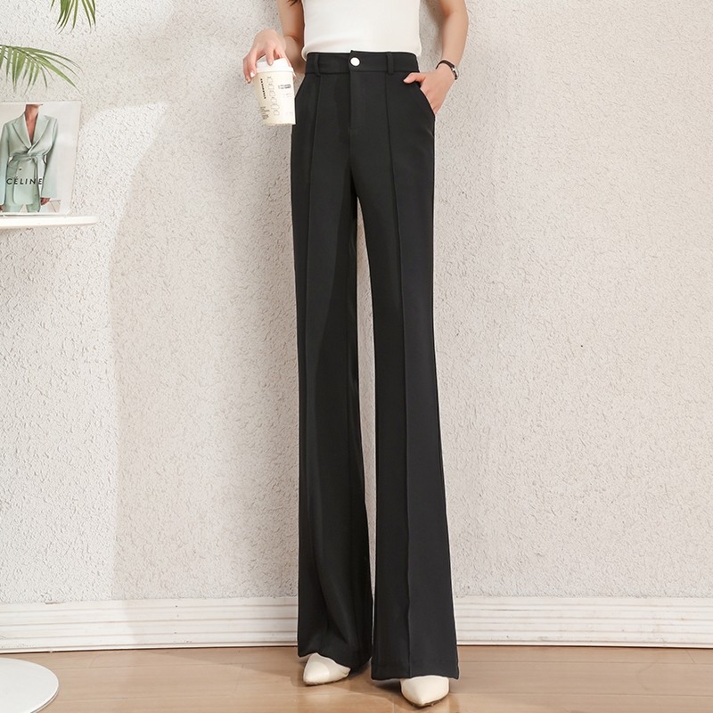 微喇裤女春秋款2025新款爆款弹力西装垂感高级感显瘦白色喇叭裤子