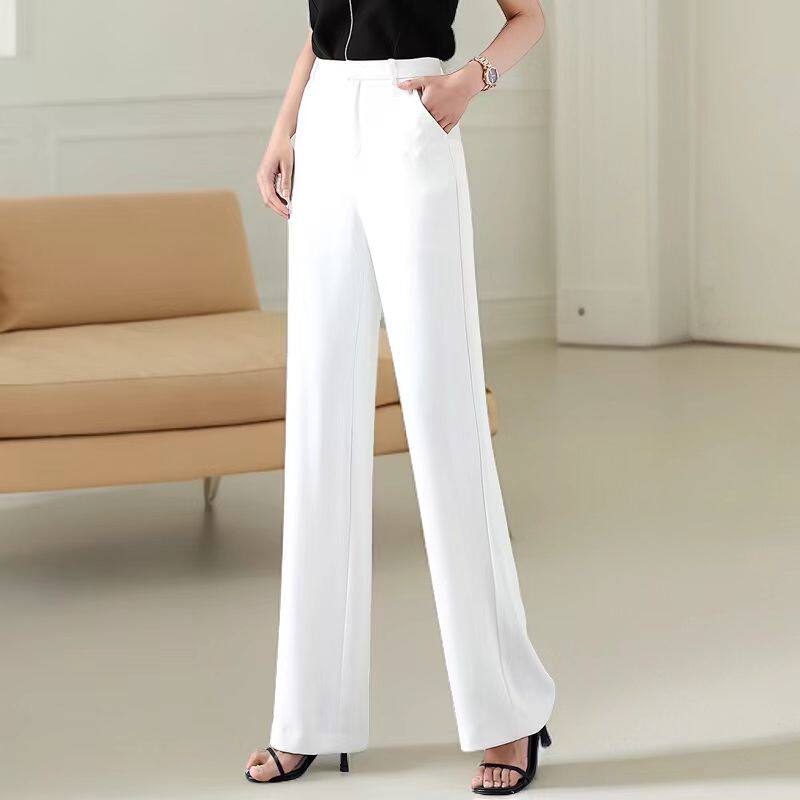 窄版阔腿裤女春秋夏季新款垂感小个子高腰显瘦休闲直筒拖地西装裤