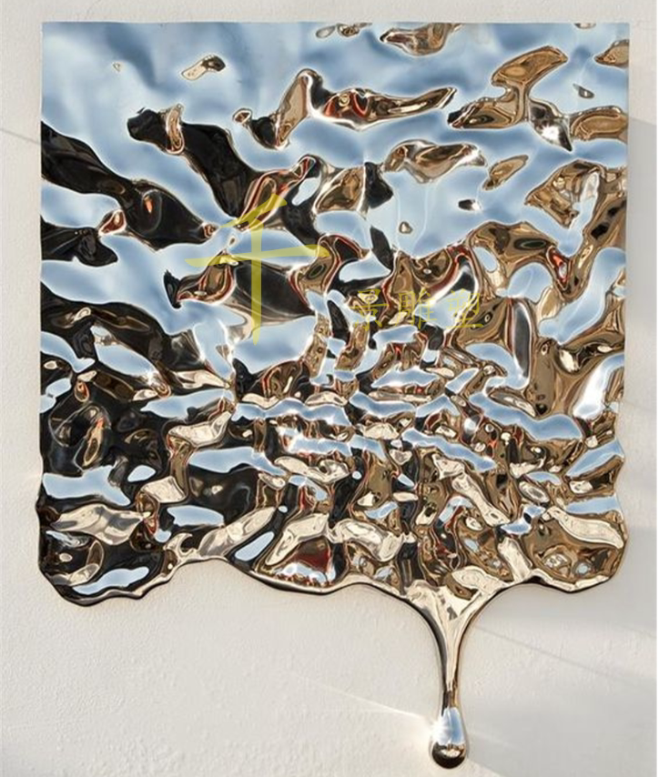 不锈钢镜面水波纹挂饰酒店售楼部别墅样板间玻璃钢电镀水波浪墙饰