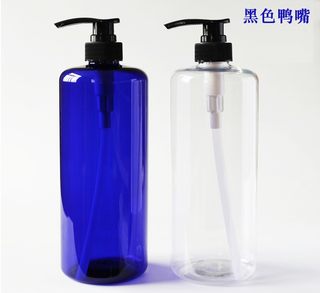 1000ml 圆肩蓝色洗发水纯露瓶压嘴分装瓶化妆品1L