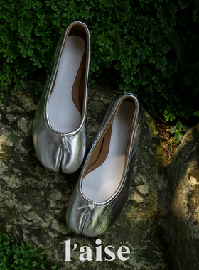 L'aise经典五色 手工复古头层羊皮浅口平底分趾鞋猪蹄鞋女一脚蹬