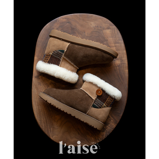 冬季 原创设计 Aurastep 保暖复古毛绒休闲百搭雪地靴女 aise