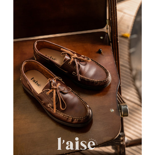 L'aise经典美式底复古帆船鞋女