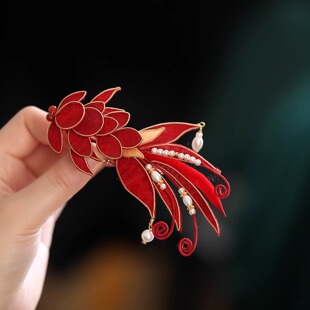 新年头饰锦鲤新中式国风发夹古风汉服盘发秀禾发饰过年旗袍配饰女