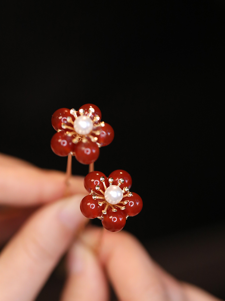 古风头饰簪花点缀发簪新中式u钗