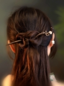 檀木发簪新中式 日常通勤盘发头饰铃兰步摇簪子女古风高级感配汉服