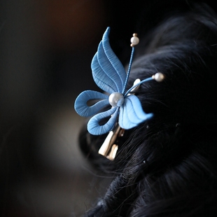 手工缠花发饰古典国风发夹女2025新款 高端蝴蝶唐风古风头饰侧边夹