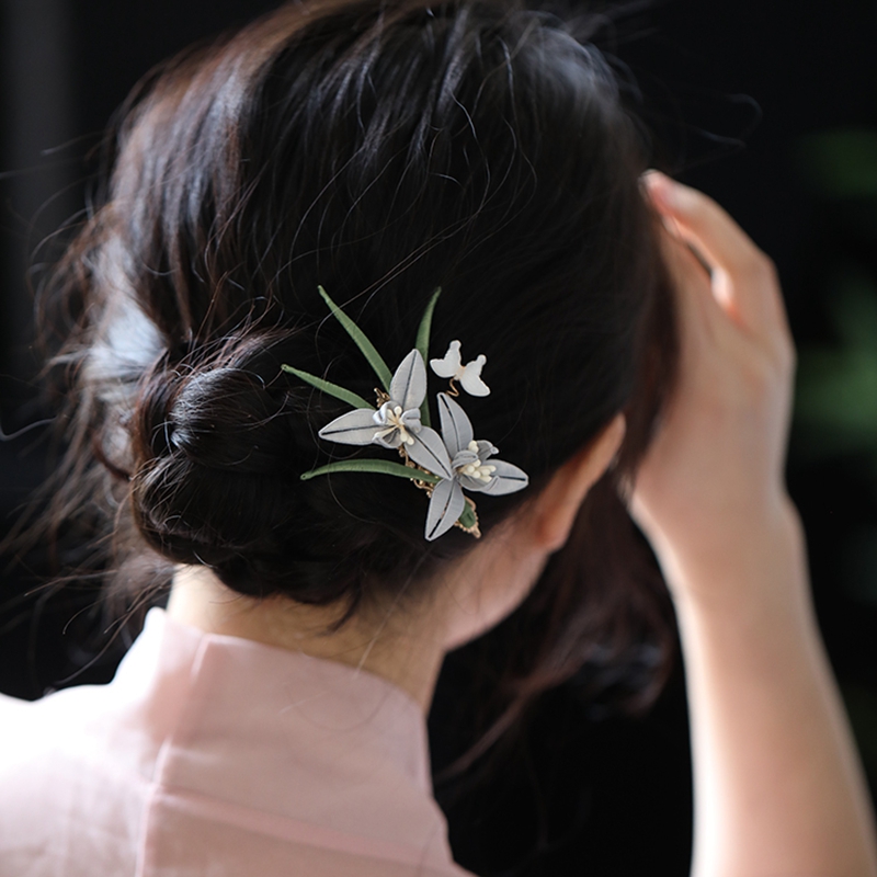 国风头饰手工缠花发夹边夹宋制汉服旗袍头饰日常中式搭配夹子古风