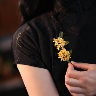 国风胸针配饰旗袍别针小众设计感缠花森系胸花文艺复古毛衣扣针