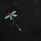 新中式 国风蜻蜓胸针高端精致时尚 女复古旗袍气质胸花别针配饰长针